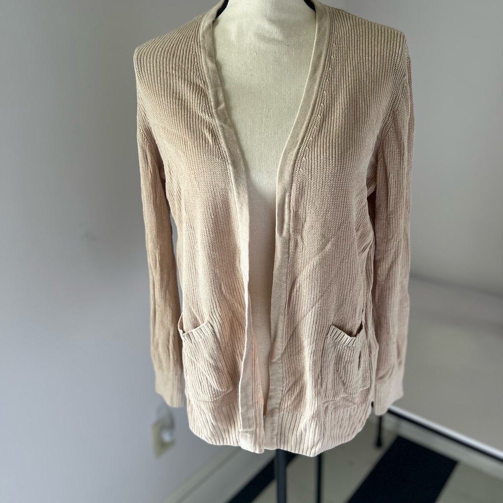 Nine West Cream Cardigan Lightweight Knit Sweater